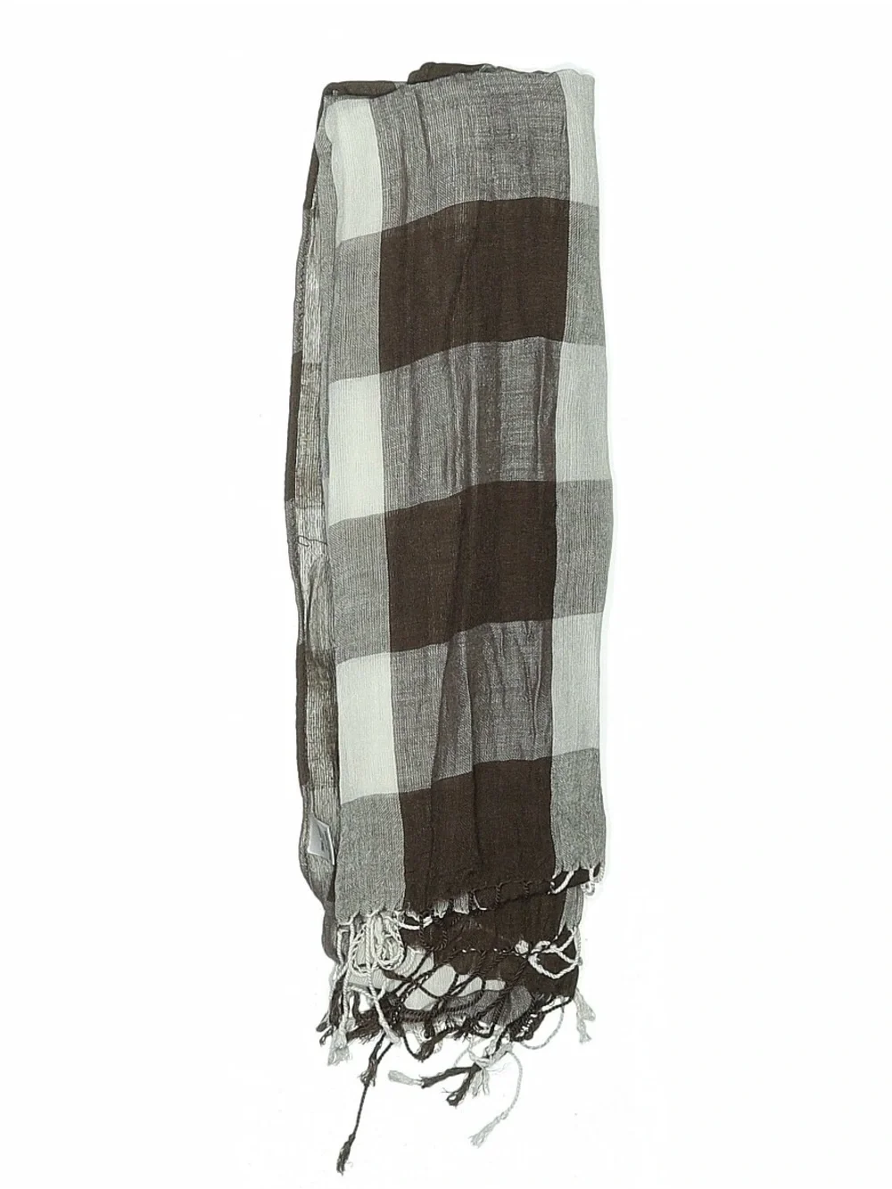 100% cotton Lightweight Brown and White Check plaid Scarf